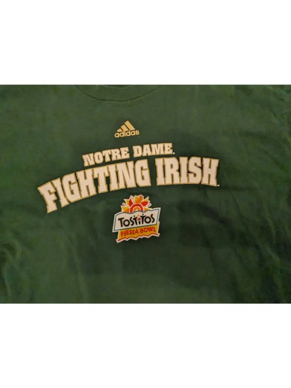 Vintage Adidas Notre Dame Fighting Irish Tostitos Fiesta Bowl Green LS Shirt  XL